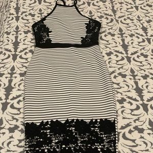 Cocktail Striped Halter Dress